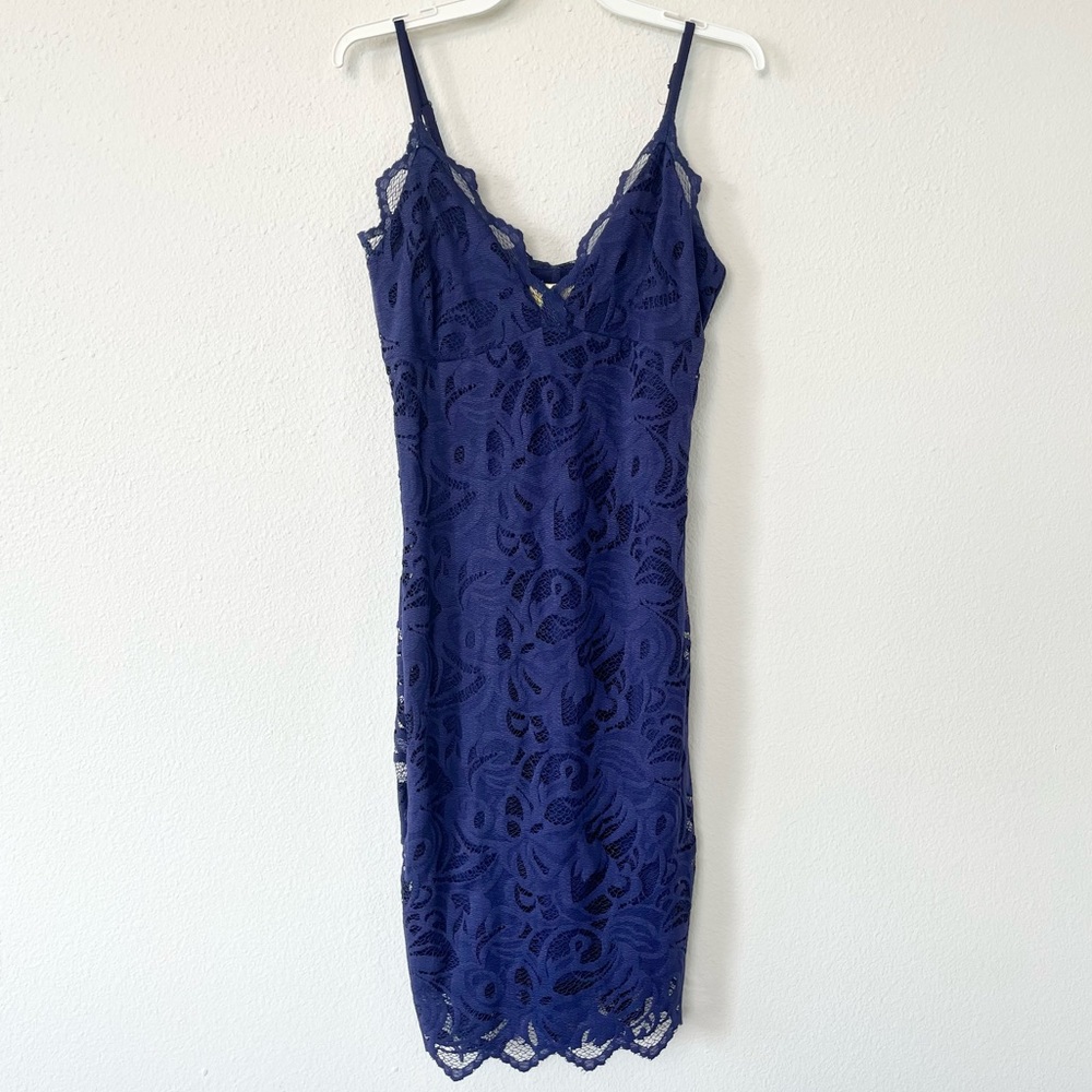 NWT H&M Dark Indigo Lace Bodycon Dress
